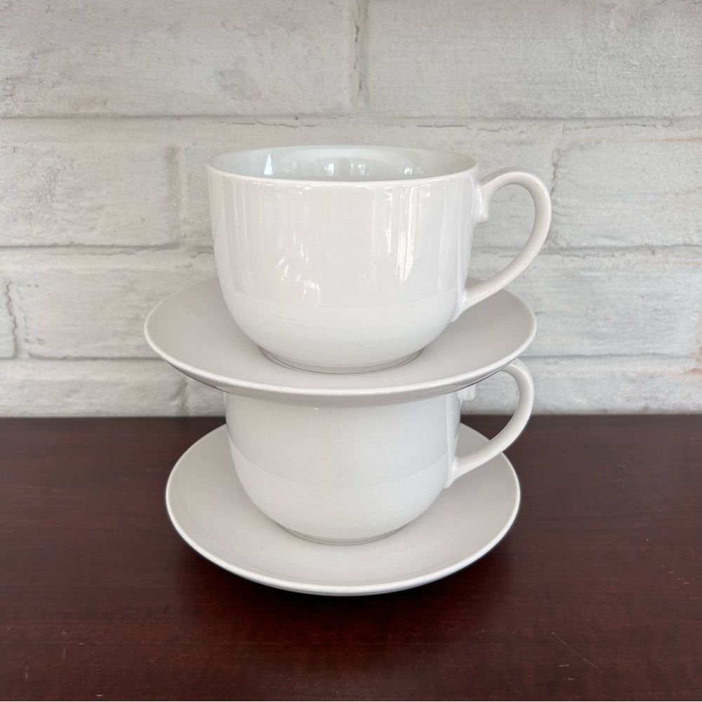 Vintage White Cappuccino Cup And Saucer Japan 500ml set of two.